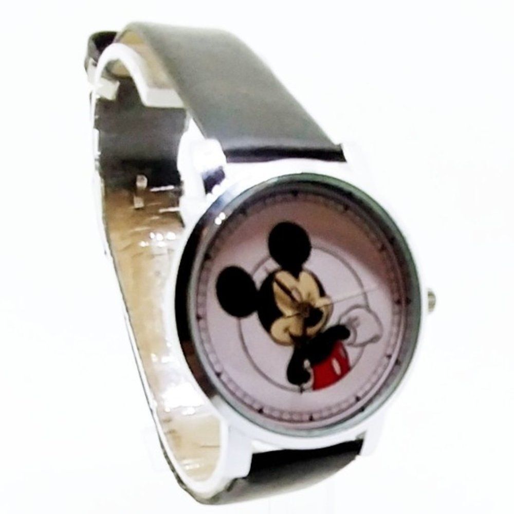 Mickey Cartoon Watch Black Band Gift Box